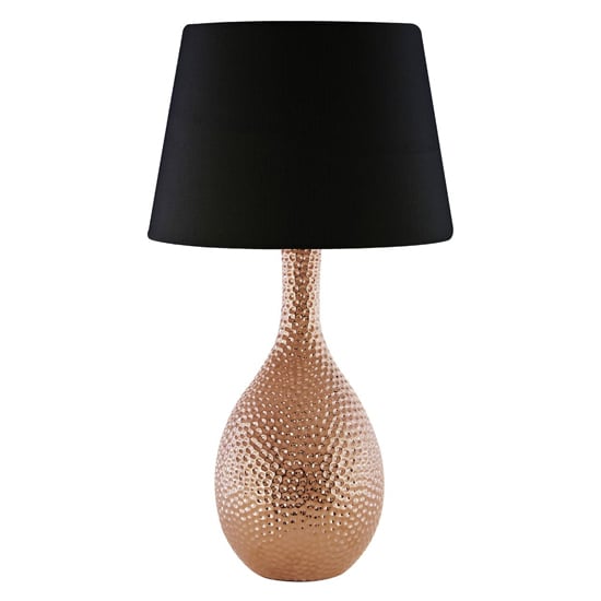 Juliwok Black Fabric Shade Table Lamp With Copper Ceramic Base