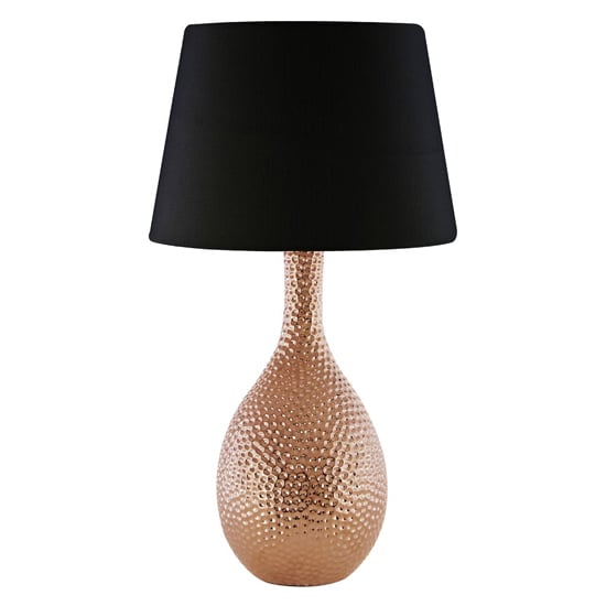 Product photograph of Juliwok Black Fabric Shade Table Lamp With Copper Ceramic Base from Furniture in Fashion