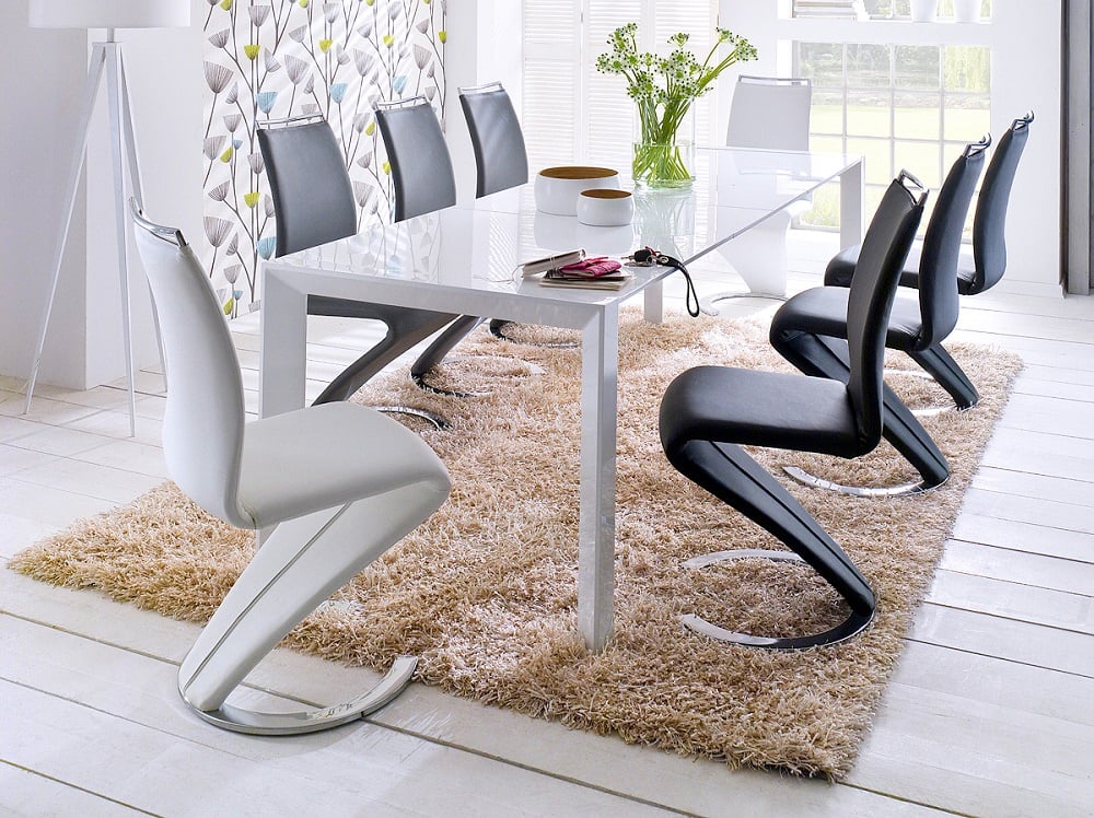 Jumbo Extending Dining Table In White Gloss And 8 Chairs