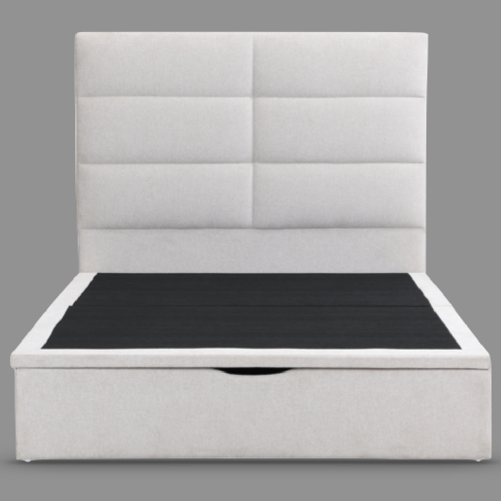 Juneau Fabric Ottoman Storage King Size Bed In Beige