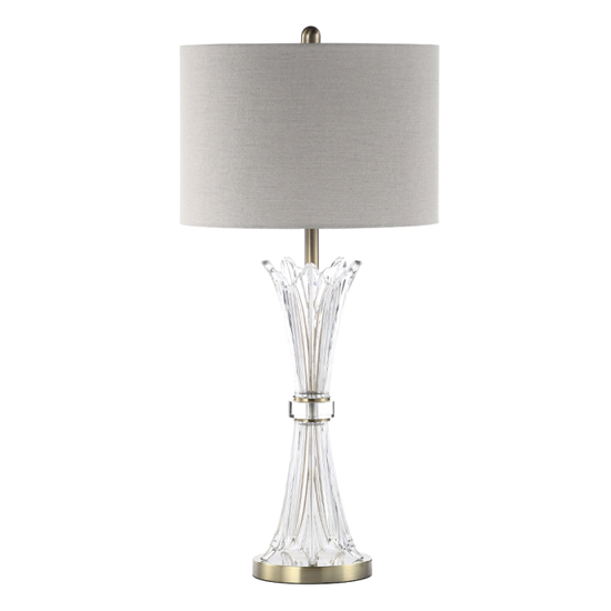 Juneau Grey Linen Shade Table Lamp With Crystal Base thumbnail