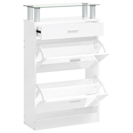 Juneau High Gloss Shoe Storage Cabinet In White