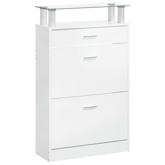 Juneau High Gloss Shoe Storage Cabinet In White