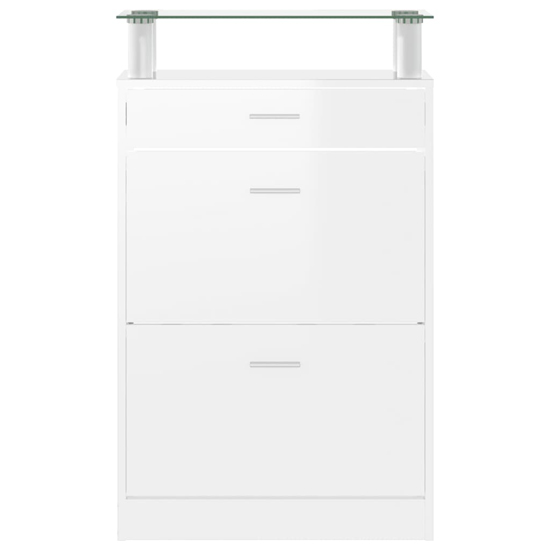 Juneau High Gloss Shoe Storage Cabinet In White