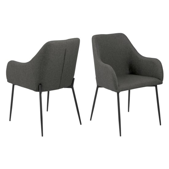 Read more about Junoka grey fabric dining chairs with armrest in pair