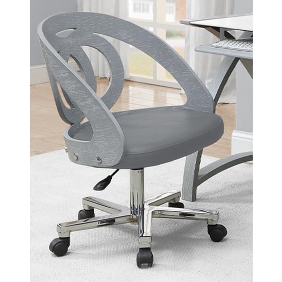 Juoly Faux Leather Home And Office Chair In Grey