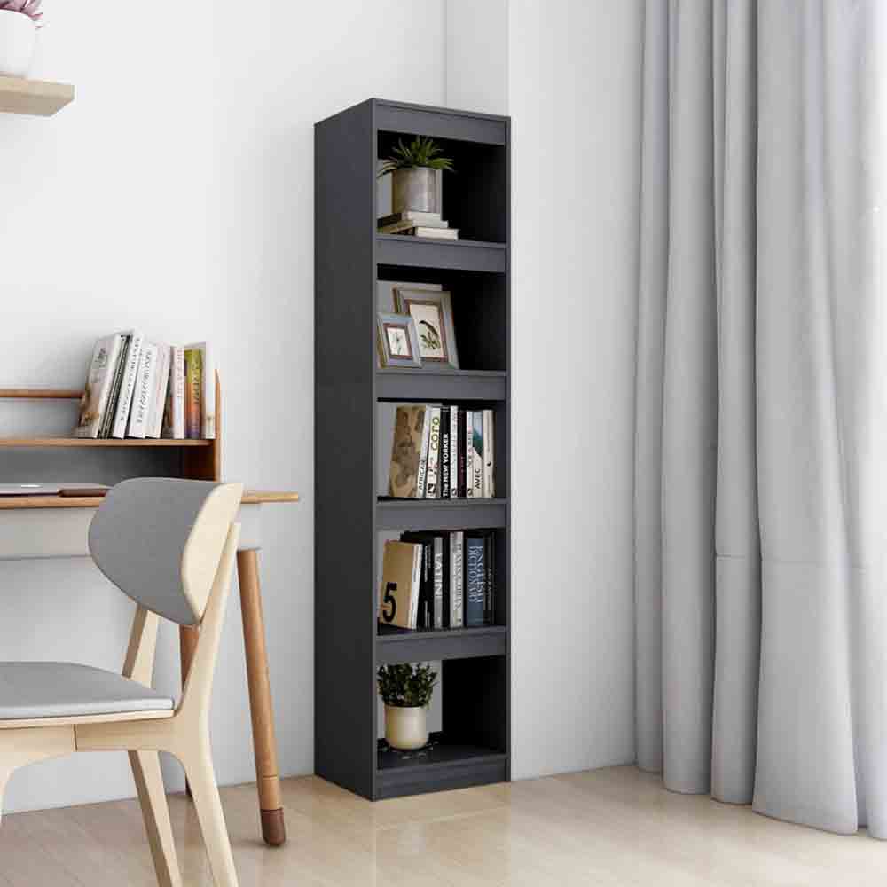 Read more about Jupiter wooden bookcase with 5 compartments in grey