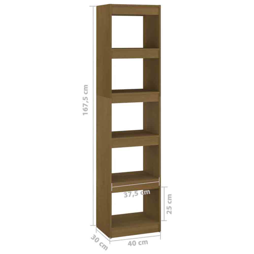 Jupiter Wooden Bookcase With 5 Compartments In Honey Brown