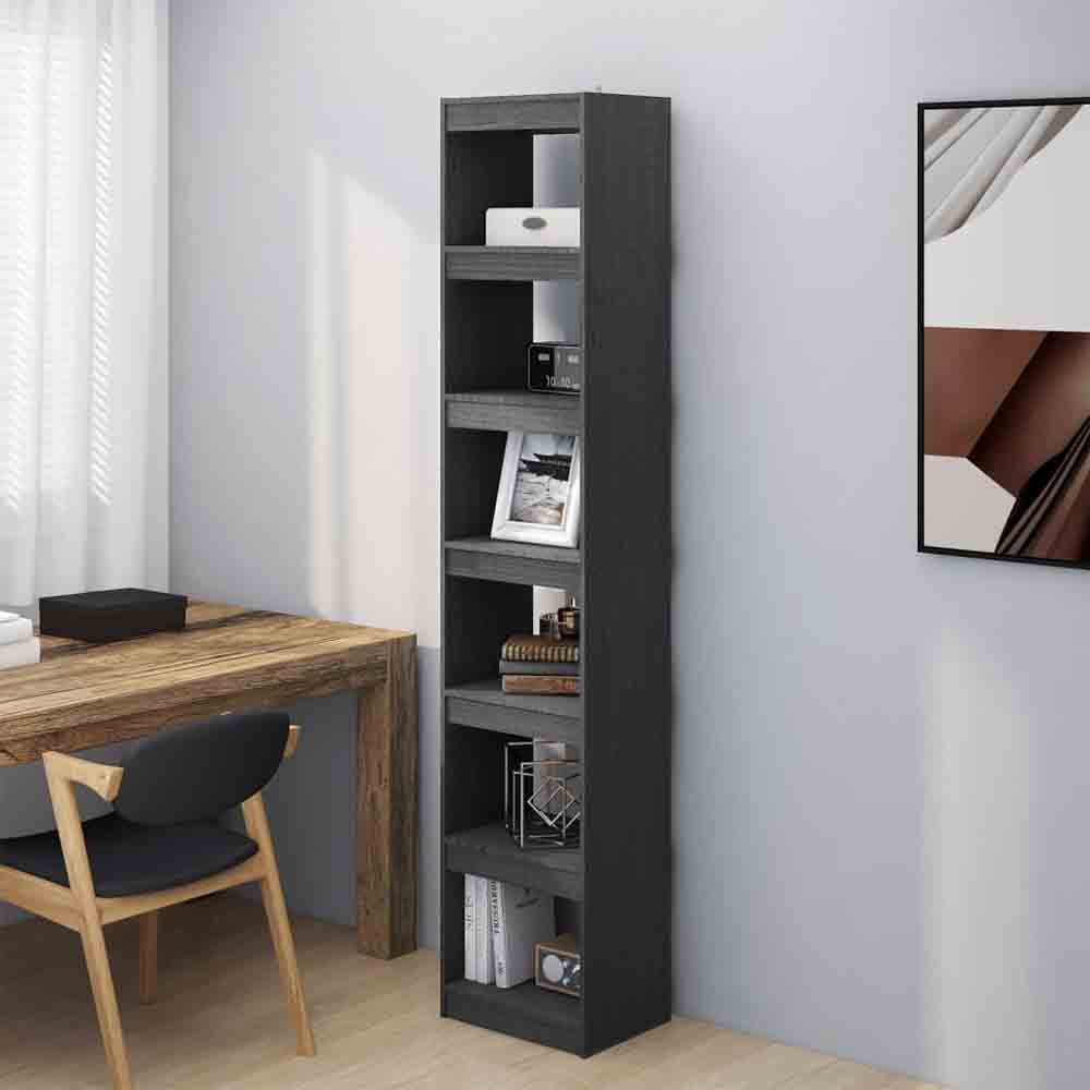 Read more about Jupiter wooden bookcase with 6 compartments in grey