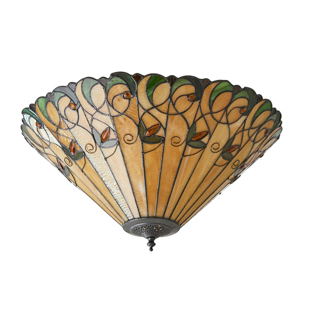 Justin 2 Light Tiffany Glass Wall Ceiling Light In Multicolour