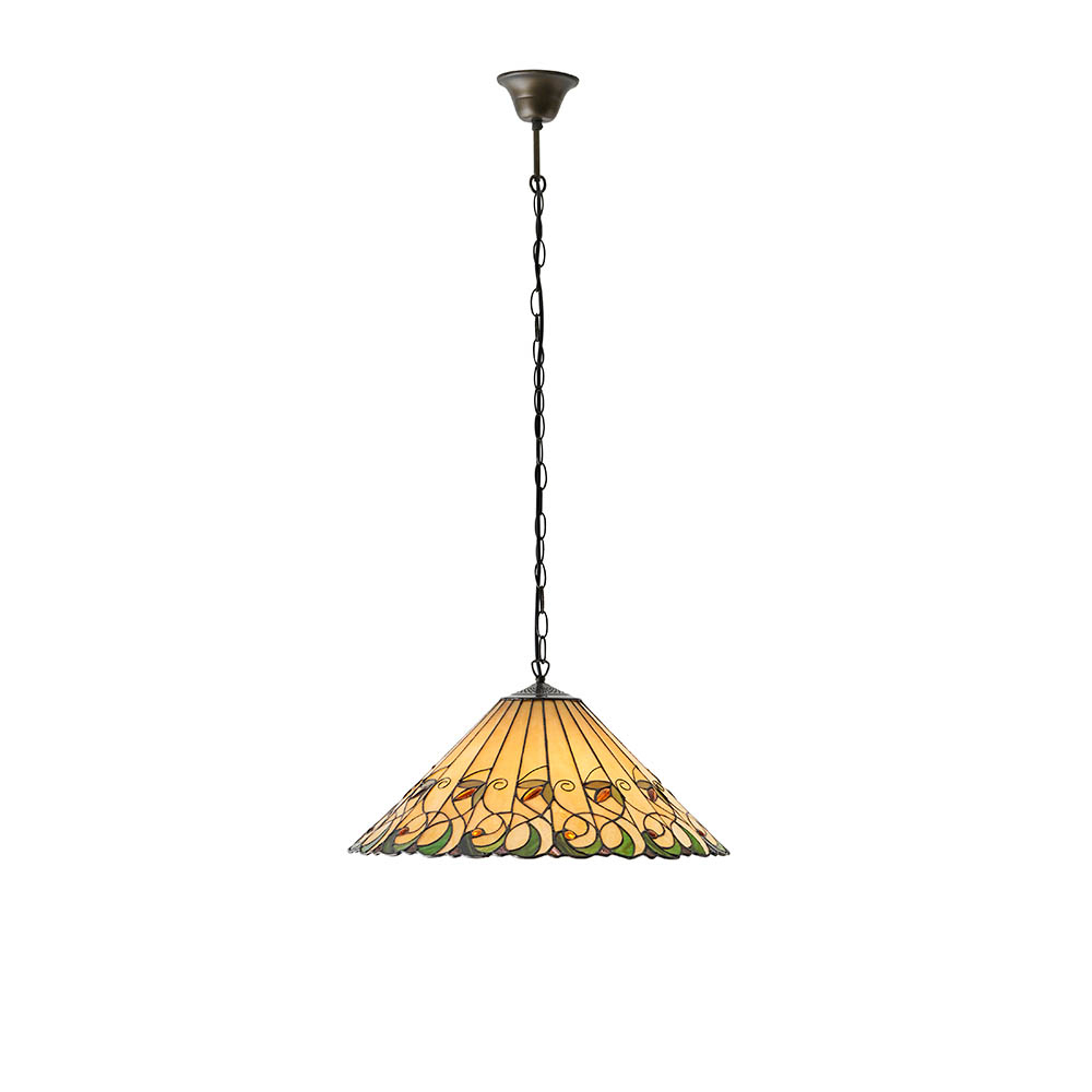 Justin 3 Light Tiffany Glass Pendant Ceiling Light In Multicolour