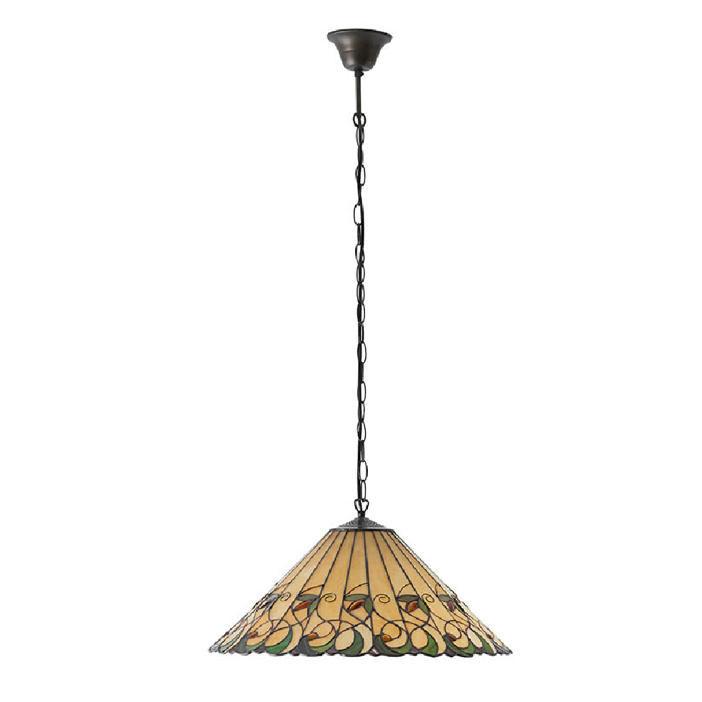 Justin 3 Light Tiffany Glass Pendant Ceiling Light In Multicolour