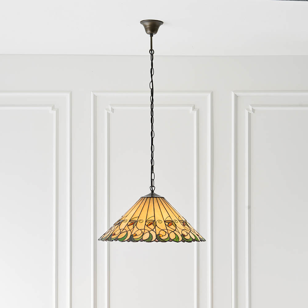 Read more about Justin 3 light tiffany glass pendant ceiling light in multicolour