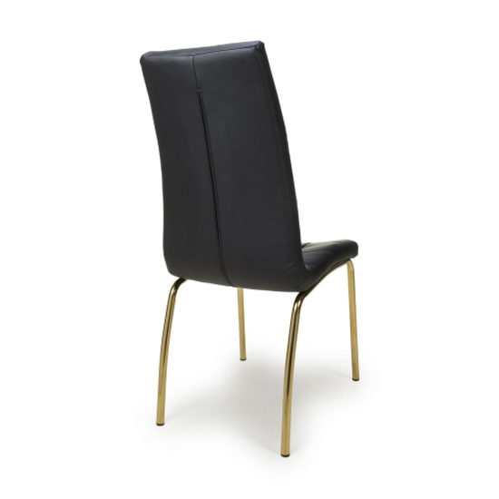 Justin Black Faux Leather Dining Chairs With Gold Legs In Pair