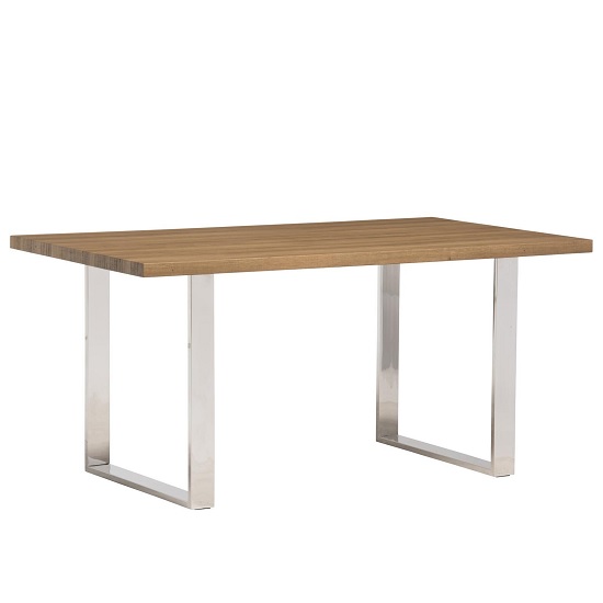 Justin Dining Table In Rustic Oak And Stainless Steel Frame Furniture