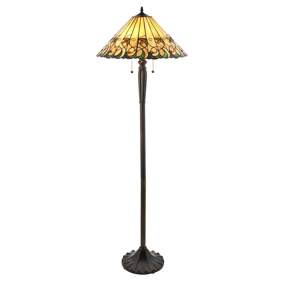 Justin Tiffany Glass Floor Lamp In Black And Multicolour