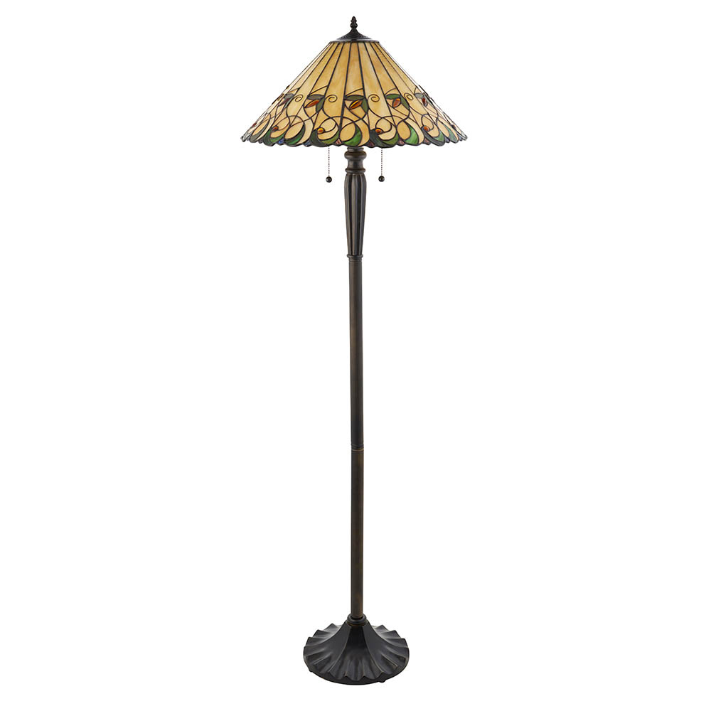 Justin Tiffany Glass Floor Lamp In Black And Multicolour