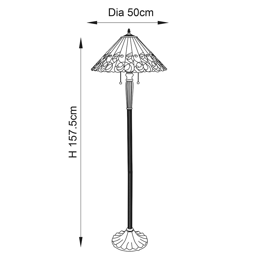Justin Tiffany Glass Floor Lamp In Black And Multicolour