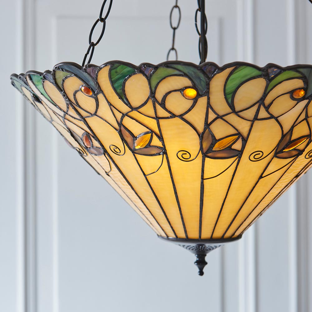 Justin Tiffany Glass Inverted Pendant Ceiling Light In Multicolour