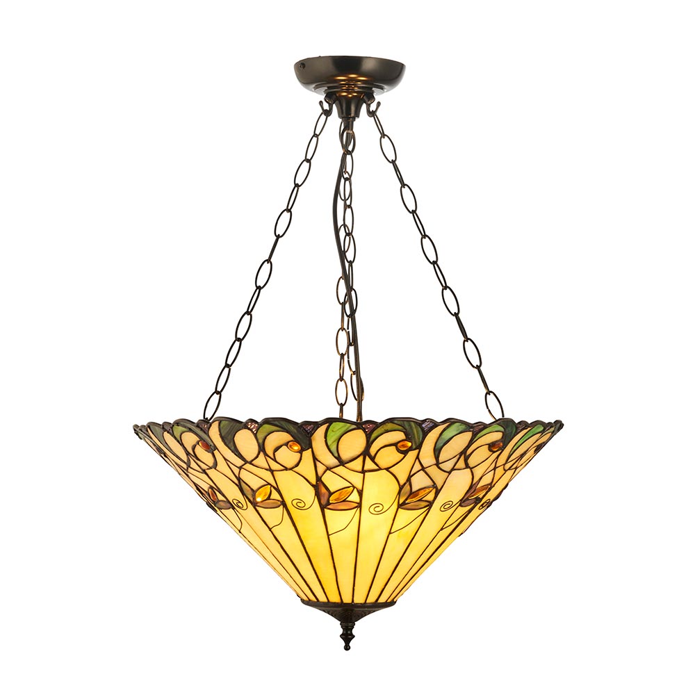 Justin Tiffany Glass Inverted Pendant Ceiling Light In Multicolour