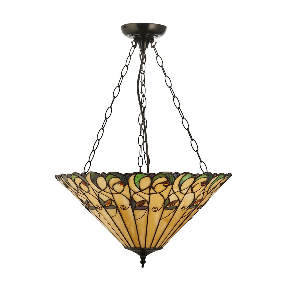 Justin Tiffany Glass Inverted Pendant Ceiling Light In Multicolour