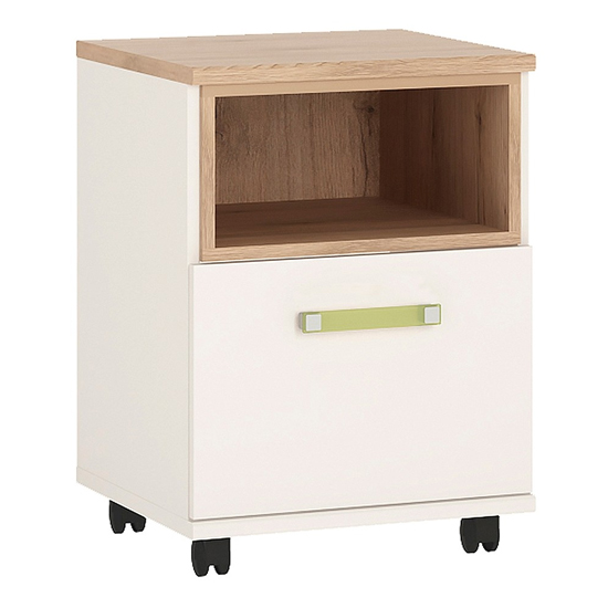 Read more about Kaas wooden office pedestal cabinet in white high gloss and oak