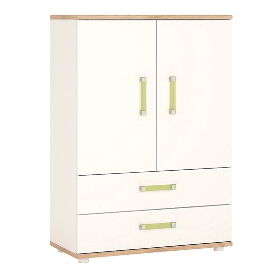 Kaas Wooden 2 Door Storage Cabinet In White High Gloss And Oak