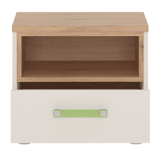 Kaas Wooden Bedside Cabinet In White High Gloss And Oak