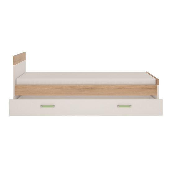 Kaas Wooden Single Bed With Drawer In White High Gloss And Oak_2