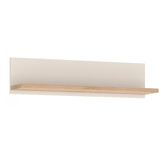 Kaas Wooden Small Wall Shelf In White High Gloss And Oak Furniture in