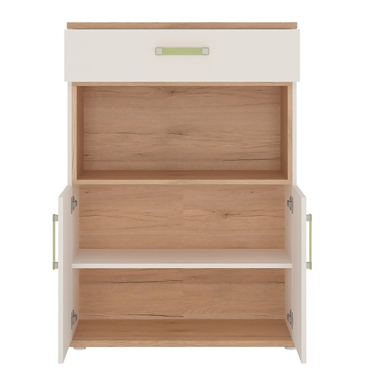 Kaas Wooden Storage Cabinet In White High Gloss And Oak_2