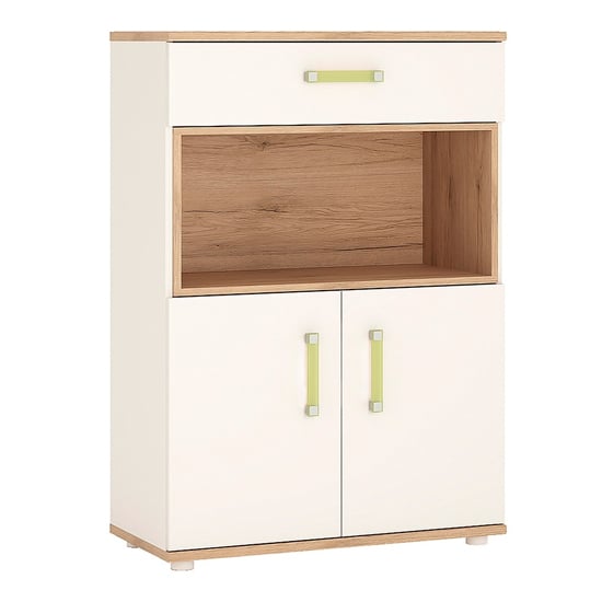 Kaas Wooden Storage Cabinet In White High Gloss And Oak_1
