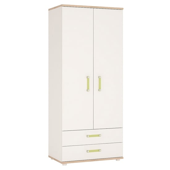 Product photograph of Kaas Wooden Wardrobe In White High Gloss And Oak from Furniture in Fashion