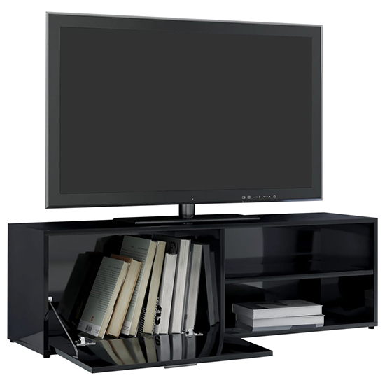 Kaavia High Gloss TV Stand With 1 Flap Door In Black_4