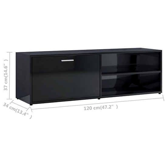 Kaavia High Gloss TV Stand With 1 Flap Door In Black_6