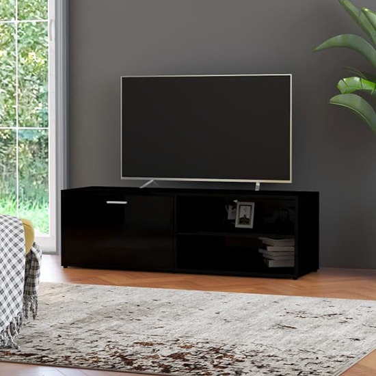 Kaavia High Gloss TV Stand With 1 Flap Door In Black_1