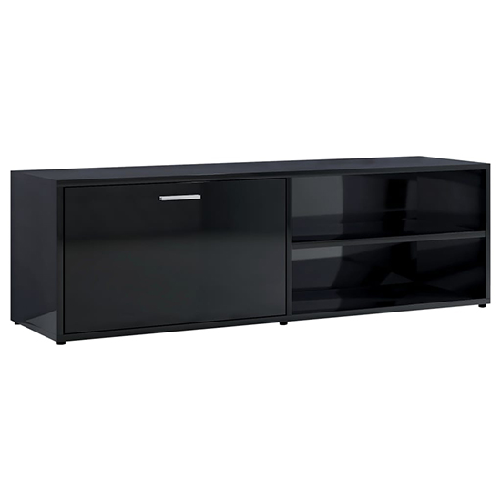 Kaavia High Gloss TV Stand With 1 Flap Door In Black_5