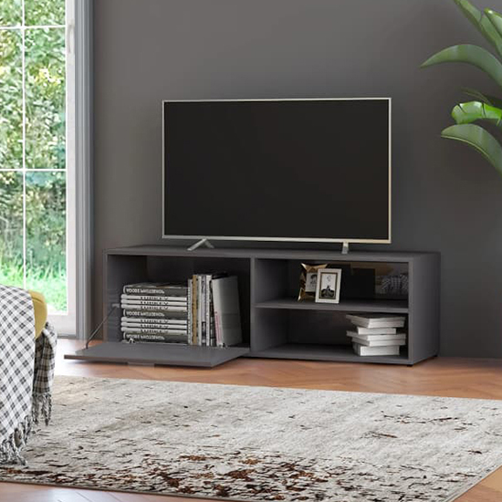 Kaavia High Gloss TV Stand With 1 Flap Door In Grey_2