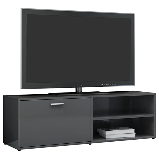 Kaavia High Gloss TV Stand With 1 Flap Door In Grey_3