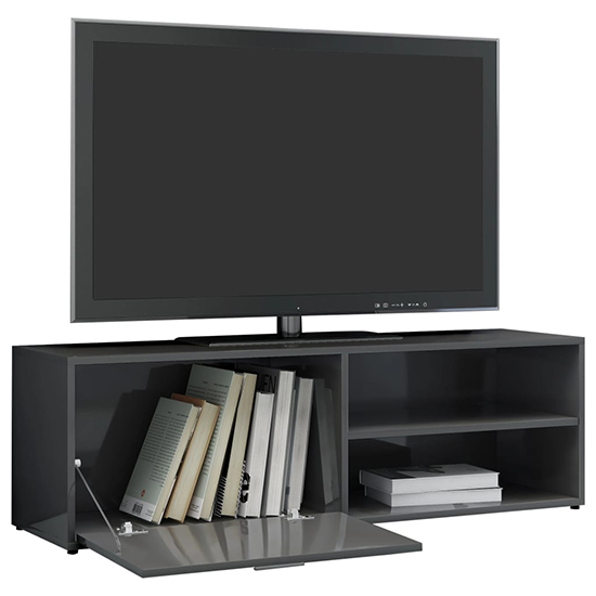 Kaavia High Gloss TV Stand With 1 Flap Door In Grey_4