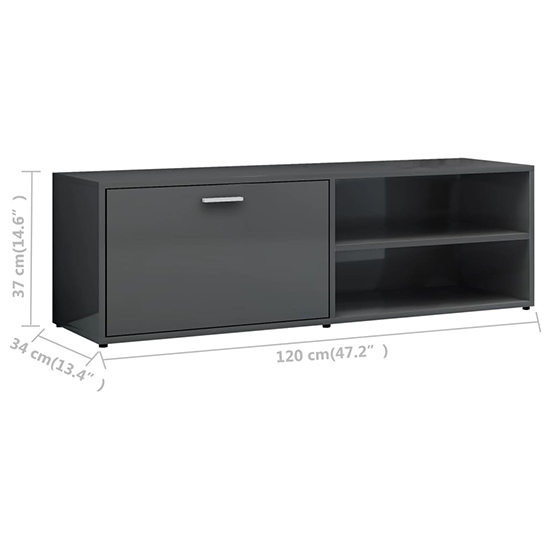 Kaavia High Gloss TV Stand With 1 Flap Door In Grey_6