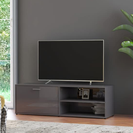 Kaavia High Gloss TV Stand With 1 Flap Door In Grey_1
