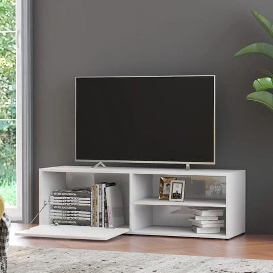 Kaavia High Gloss TV Stand With 1 Flap Door In White_2