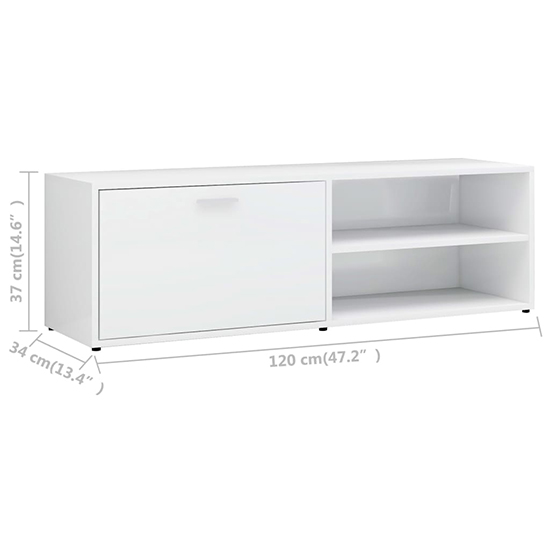 Kaavia High Gloss TV Stand With 1 Flap Door In White_6
