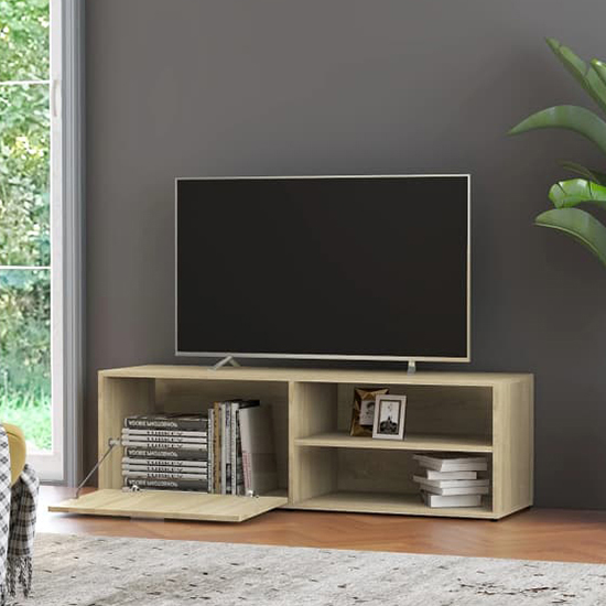 Kaavia Wooden TV Stand With 1 Flap Door In Sonoma Oak