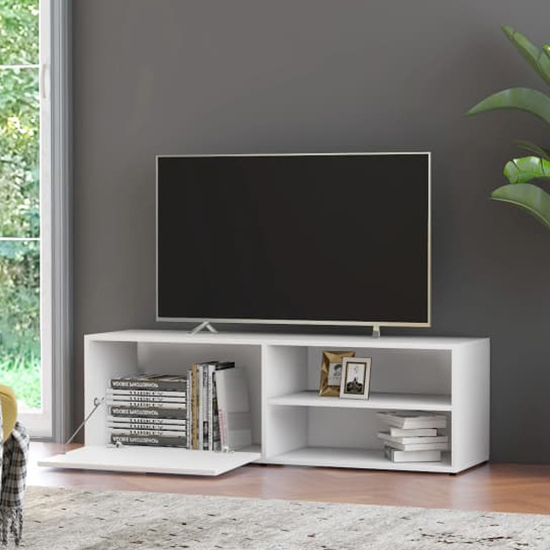 Kaavia Wooden TV Stand With 1 Flap Door In White