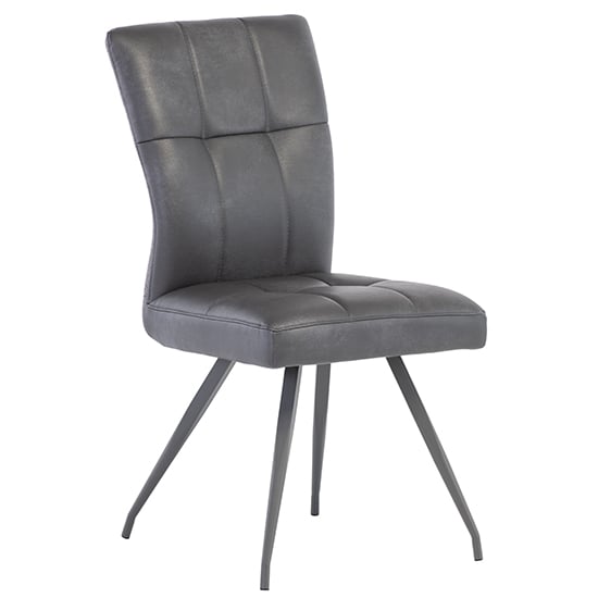 Kebrila Grey Faux Leather Dining Chairs In Pair