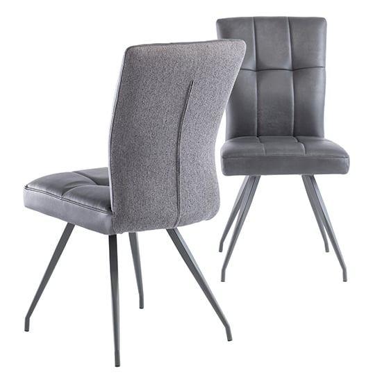 Product photograph of Kebrila Grey Faux Leather Dining Chairs In Pair from Furniture in Fashion