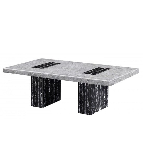 Kabino Marble Coffee Table Rectangular In White And Black