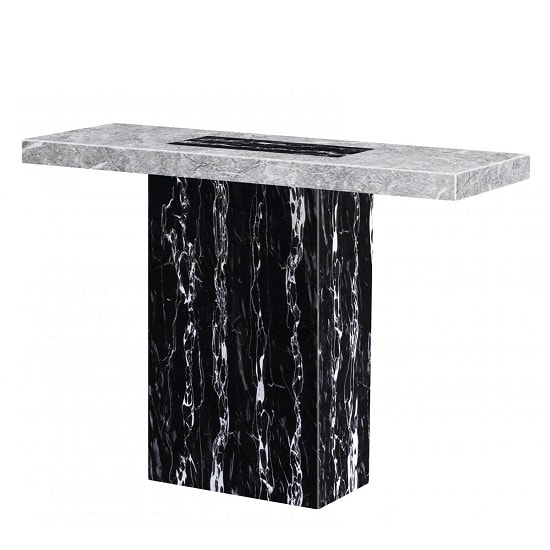 Kabino Marble Console Table Rectangular In White And Black